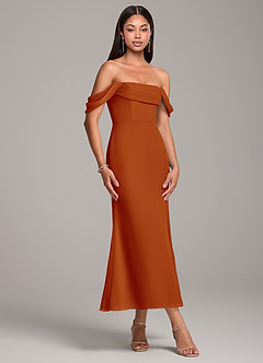 Azazie Saige Final Sale Paprika Sheath Off the Shoulder Chiffon Convertible Dress image4