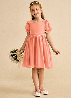 Azazie Jolie Blumenmädchenkleider A-Linie mit ärmel Chiffon Kleid Sonnenuntergang image4