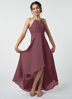 Azazie Oaklynn Junior Sangria A-Line Pleated Chiffon Dress image2