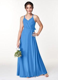 Azazie Paisley A-Line Ruched Chiffon Floor-Length Junior Bridesmaid Dress image3