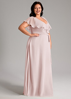Azazie Lainey Bridesmaid Dresses Blushing Pink A-Line with Pockets Chiffon Dress image12