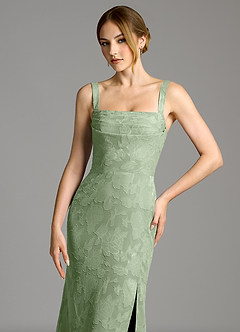 Azazie Brandi Bridesmaid Dresses Dusty Sage Mermaid Pleated Floral Burnout Dress image6