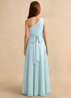Azazie Puddles Girls Formal Flower Girl Dresses Mist A-Line One Shoulder Chiffon Dress image2