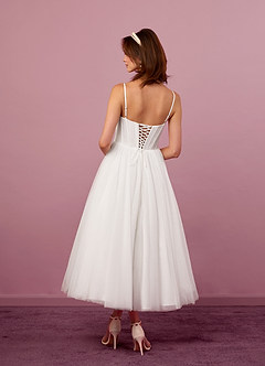 Barbie ♥ Azazie Wedding Dresses Diamond White A-Line Pleated Tulle Dress image4