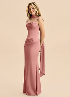 Azazie Sorrel Junior Robe Sirène en Satin extensible Drapé Rosette image4