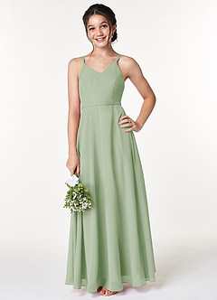 Azazie Janine Junior Dusty Sage A-Line Chiffon Dress image1