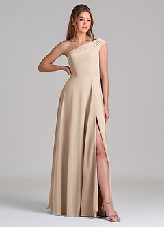 Azazie Melanie Suknie dla druhen Linia A Zza ramienia Szyfon Do ziemi Sukienka image4