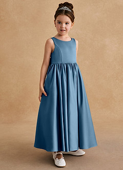 Azazie Bettie Flower Girl Dresses Bermuda A-Line Bow Matte Satin Dress image4
