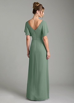Azazie Ambrosia Bridesmaid Dresses Silver Sage A-Line Pleated Chiffon Dress image6