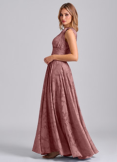 Azazie Charlize Venta Final Vestido de Rosa Polvorienta de Devorado Floral de Corte en A con Hombro unilateral image3