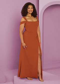 Barbie ♥ Azazie Bridesmaid Dresses Cinnamon A-Line Off the Shoulder Chiffon Dress image10