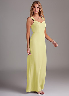 Azazie Denice Robes de demoiselle d'honneur Robe Fourreau en Mousseline de soie Plissé Sorbet Citron image5