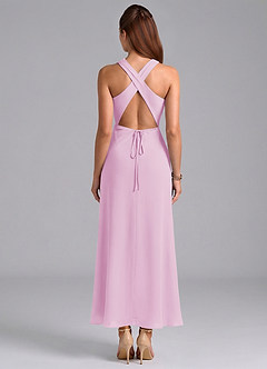 Azazie Evadne Brautjungfernkleider Etui Plissee Chiffon Kleid Bonbonrosa image6