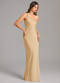Azazie Monroe Brautjungfernkleider Meerjungfrau-Linie One-Shoulder Stretch-Satin Kleid Gold image5