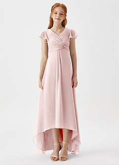 Azazie Breanne Junior Vestido de Rosa Rubor de Gasa de Corte En A image4