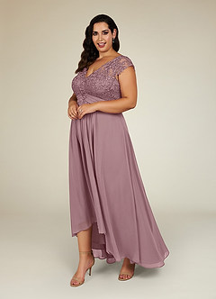 Azazie Irmeli Mother of the Bride Dresses Dusty Rose A-Line Lace Chiffon Dress image2