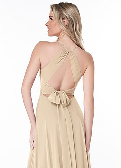 Azazie Evalleen Bridesmaid Dresses Champagne A-Line Pleated Chiffon Dress image3
