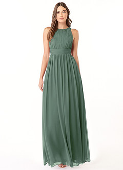 Azazie Luz Bridesmaid Dresses Eucalyptus A-Line Lace Chiffon Dress image1