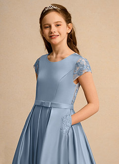 Azazie Bunny Girl vestidos de niña de las flores Vestido de Azul Polvoriento de Encaje de Princesa image4