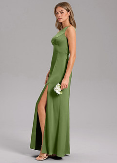 Azazie Feby Brautjungfernkleider A-Linie One-Shoulder Stretch-Satin Kleid Wacholder image5