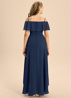 Azazie Maggie Junior Dark Navy A-Line Off the Shoulder Chiffon Dress image2