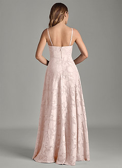 Azazie Amani 신부 들러리 드레스 A라인 주름진 플로럴 번아웃 바닥 길이 드레스 image6