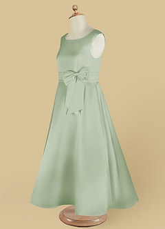 Azazie Lindy vestidos de niña de las flores Vestido de Salvia Polvorienta de Satin Mate de Corte En A con Plisado image15