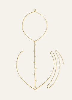 front Pear Crystal Bridal Back Necklace