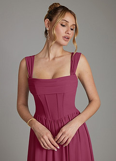 Azazie Caterina Bridesmaid Dresses Mulberry A-Line Corset Chiffon Dress image3