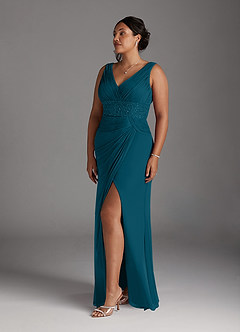 Azazie Winona Mother of the Bride Dresses Ink Blue Mermaid Sequins Mesh Dress image9
