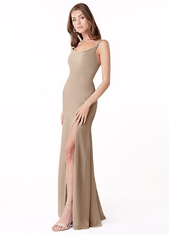 Azazie Salma Final Sale Auburn Sheath Side Slit Chiffon Dress image3