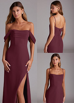 Azazie Saige Bridesmaid Dresses Cabernet A-Line Off the Shoulder Chiffon Convertible Dress image10