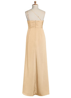 Azazie Eren Junior Gold Sheath Pleated Stretch Satin Dress image7