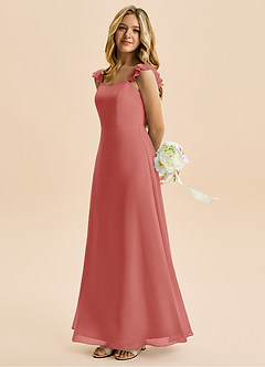 Azazie Mavie Junior Antique Rose A-Line Ruched Chiffon Dress image3