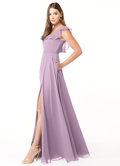 Azazie Jinny Bridesmaid Dresses Wisteria A-Line Square Neckline Ruched Chiffon Dress image3