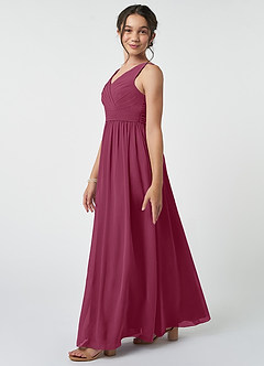Azazie Kora Junior Mulberry A-Line Pleated Chiffon Dress image3