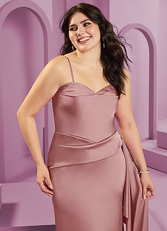 Barbie ♥ Azazie Bridesmaid Dresses Dusty Rose Sheath Strapless Stretch Satin Convertible Dress image12