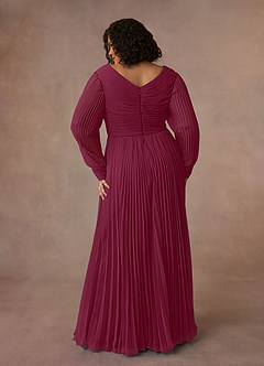 Azazie Zina vestidos de madre de la novia Vestido de Mora de Gasa de Corte En A con Plisado image8