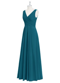 Azazie Flora Bridesmaid Dresses Ink Blue A-Line Pleated Chiffon Dress image9