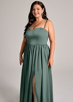 Azazie Calianna Bridesmaid Dresses Sea Moss A-Line Off the Shoulder Stretch Satin Convertible Dress image11