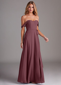 Azazie Aaron Bridesmaid Dresses Sangria A-Line Off the Shoulder Chiffon Convertible Dress image6