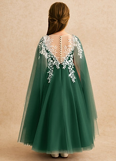 Azazie Dandelion Flower Girl Dresses Dark Green Ball-Gown Lace Dress image2