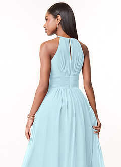 Azazie Bonnie Jurken voor bruidsmeisjes Jurk van Chiffon met A-Lijn Sleutelgat met ruches Wolkenblauw image4