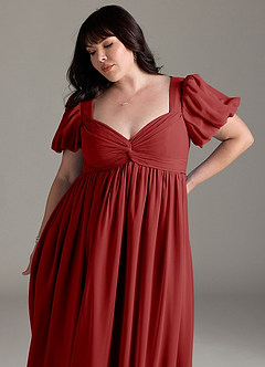 Azazie Madisynn Maternity Bridesmaid Dresses Bow Chiffon Floor-Length Dress image9