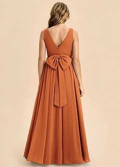 Azazie Hathaway Junior Cinnamon A-Line Bow Chiffon Dress image1