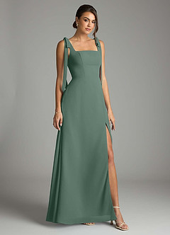 Azazie Debra Bridesmaid Dresses Sea Moss A-Line with Pockets Chiffon Convertible Dress image1