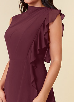Azazie Narine Mother of the Bride Dresses Cabernet A-Line High Neckline Pleated Chiffon Dress image6