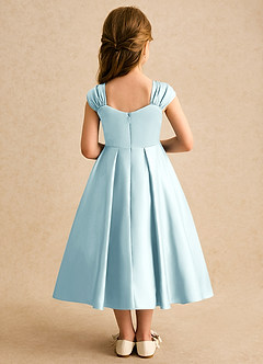 Azazie Yosemite Blumenmädchenkleider Ballkleid Herzausschnitt Matte Satin Kleid Seegrün image2
