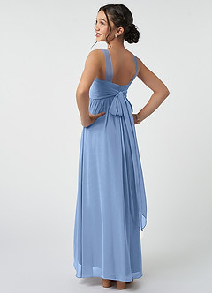 Azazie Kora Steel Blue A-Line Pleated Chiffon Dress image4