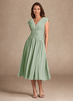 Azazie Hudson Kleider für die Brautmutter A-Linie Spitze Kleid Staubiger Salbeigrün image3